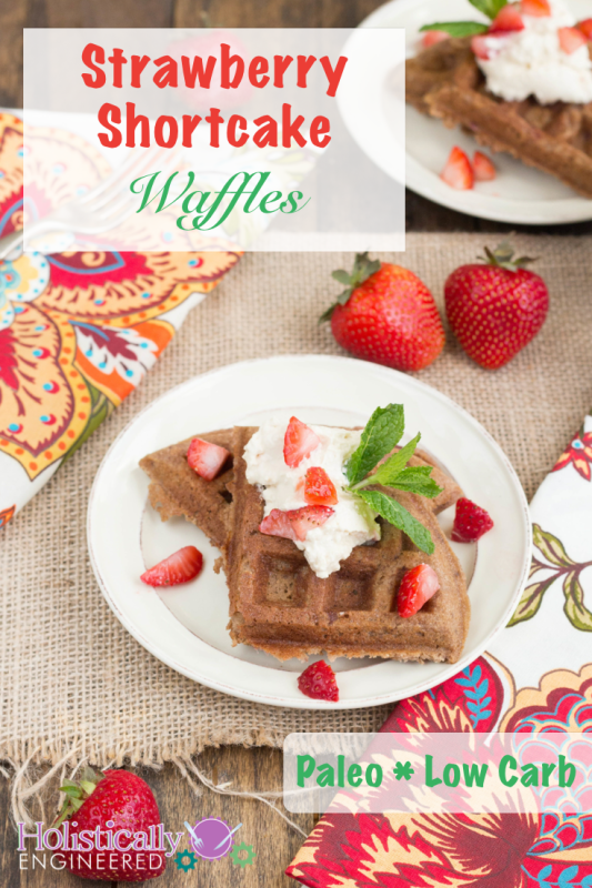 Paleo Strawberry Shortcake Waffles #grainfree #paleo #lowcarb