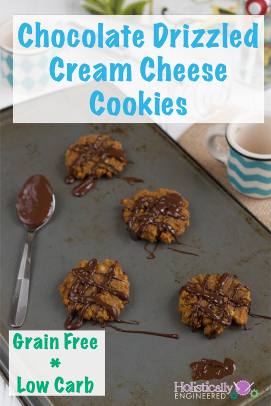 Chocolate Drizzled Cream Cheese Cookies #GrainFree #Lowcarb